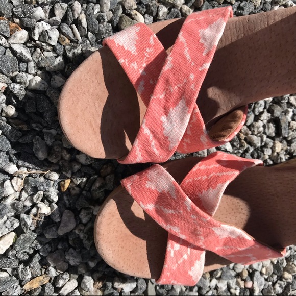 Toms Sienna pink canvas cork wedge sandals 8.5 - Picture 8 of 13